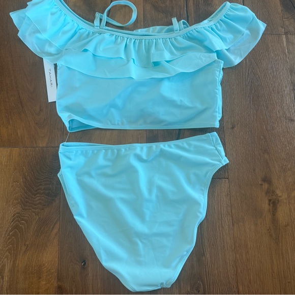 Tahari Light Blue Ruffle Bikini Set - Picture 5 of 8